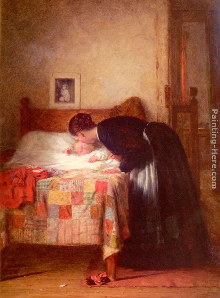 A Kiss Goodnight painting - Frederick Daniel Hardy A Kiss Goodnight art painting